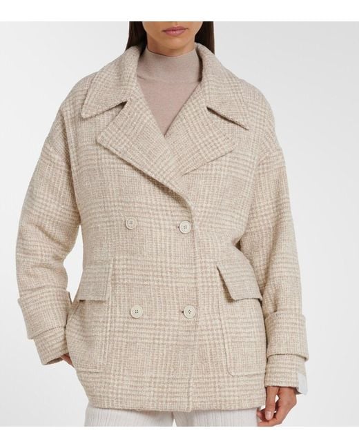 Eleventy Natural Checked Wool And Alpaca-Blend Jacket