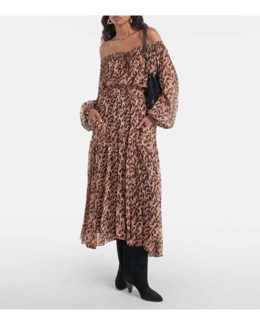 Isabel Marant Brown Veronique Printed Midi Skirt