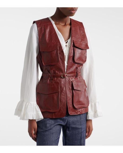 Dorothee Schumacher Red Broken Shine Leather Vest