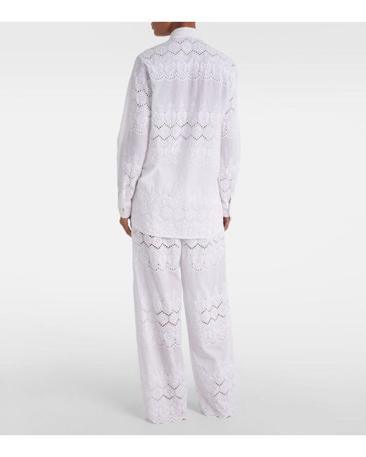 Melissa Odabash White Orla Broderie Anglaise Cotton Shirt