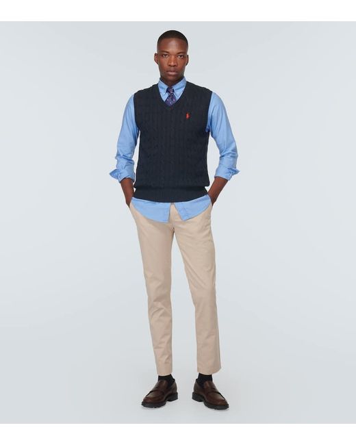 Polo Ralph Lauren Blue Cable-knit Cotton Sweater Vest for men