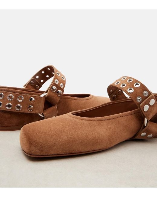 Alaïa Brown Suede Ballet Flats 'Biker'