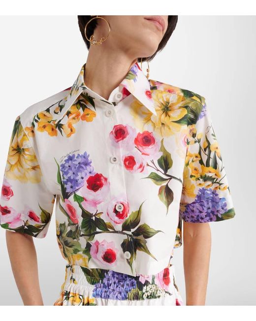 Camisa cropped de popelin de algodon Dolce & Gabbana de color Metallic