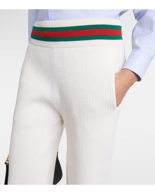 Pantaloni sportivi in lana a coste di Gucci in Natural