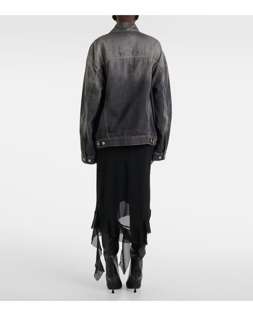 Chaqueta En Denim Estampada Acne de color Black