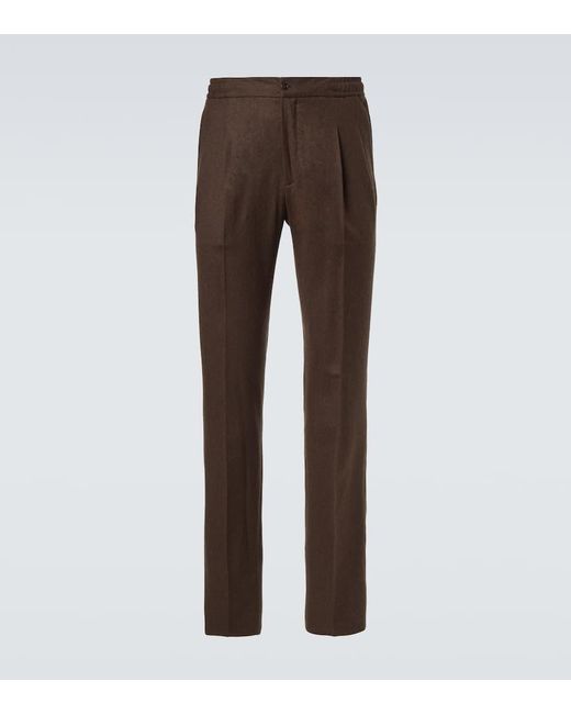 Pantalones Tapered De Franela De Lana Virgen Rubinacci de hombre de color Brown
