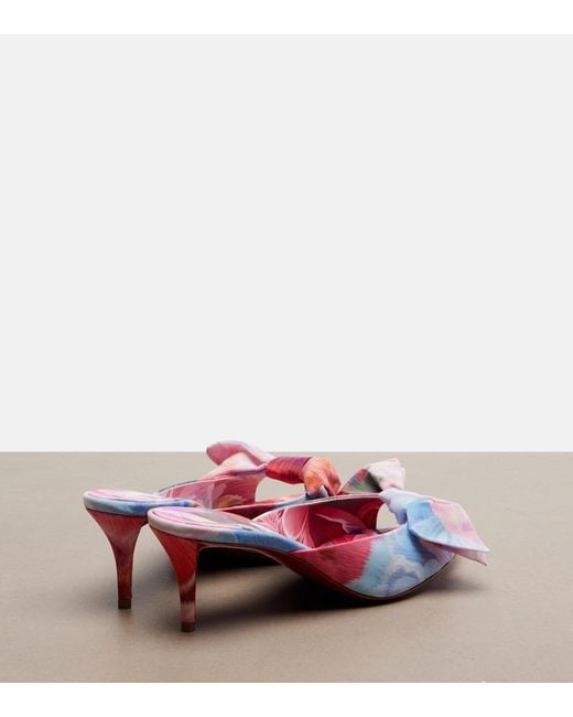 Christian Louboutin Pink Mulazee Bow-Detail Floral Chine Mules