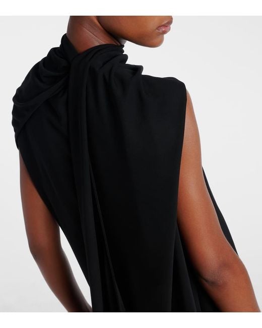The Row Black Isadra Draped Jersey Top