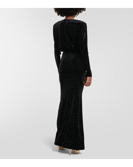 Alexandre Vauthier Black Crystal-Embellished Gown
