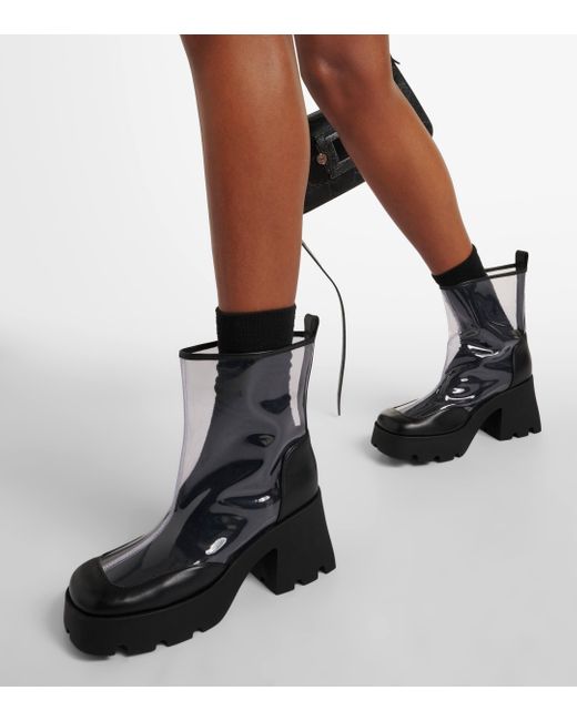 NODALETO Black Bulla Rainy Leather-trimmed Pvc Ankle Boots
