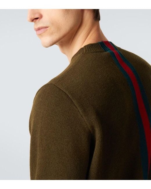 Pullover Web Stripe di Gucci in Green da Uomo