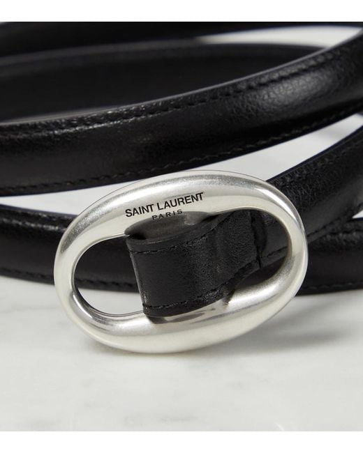 Saint Laurent Black Slim Leather Belt