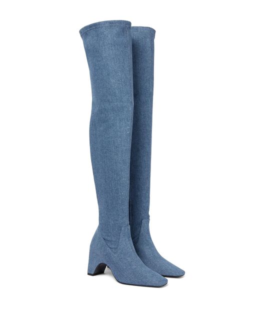 light blue thigh high boots