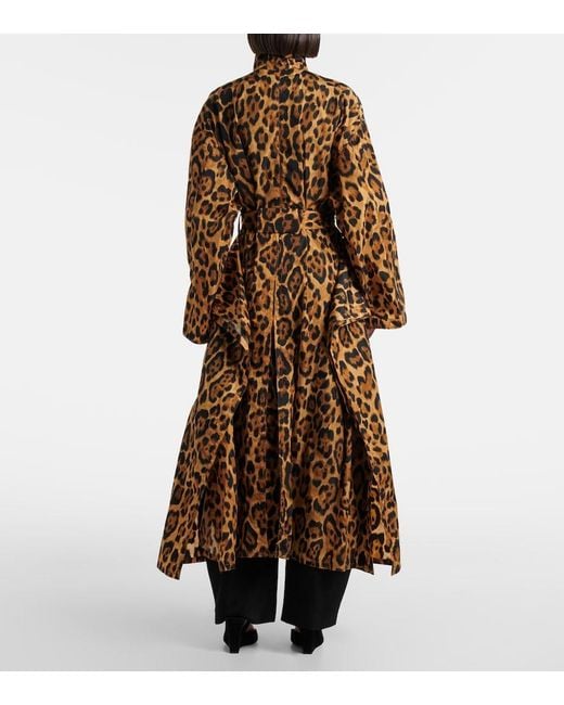 Alaïa Brown Animal-Print Taffeta Trench Coat