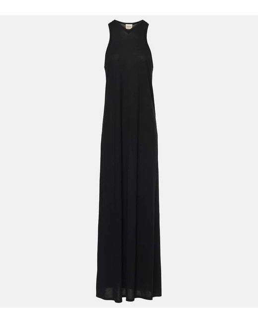 Khaite Black Vernetta Cotton-Blend Jersey Maxi Dress