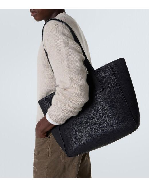 The Row Black Hector Leather Tote Bag for men