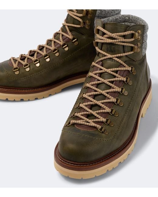 Brunello Cucinelli Brown Leather Lace-Up Boots for men