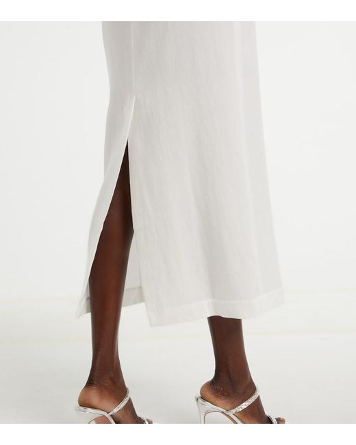Blumarine White Floral Embroidered Midi Dress