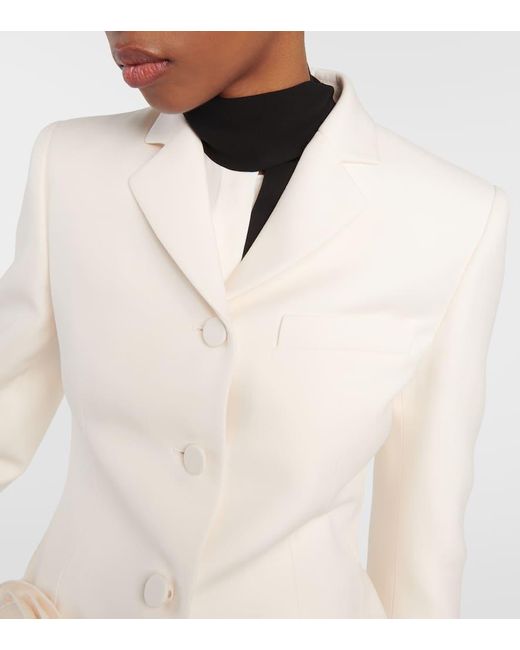 Valentino White Verzierter Blazer aus Crepe Couture