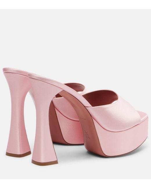 AMINA MUADDI Pink Dalida Satin Platform Mules