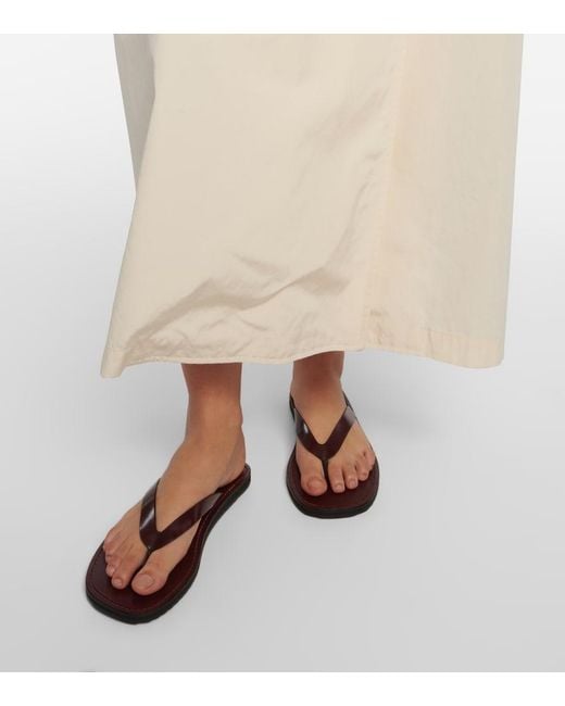 The Row Brown City Leather Thong Sandals