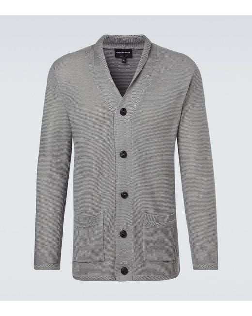 Giorgio Armani Gray Linen-Blend Cardigan for men