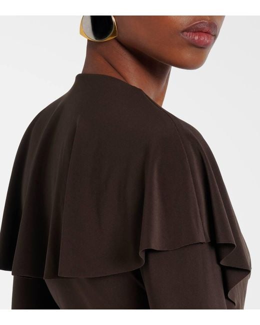 Norma Kamali Brown Ruffled Jersey Bodysuit