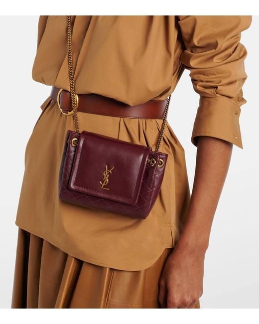 Saint Laurent Red Nolita Mini Leather Crossbody Bag