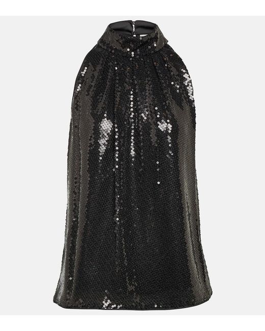 Diane von Furstenberg Black Dove Sequined Halterneck Top