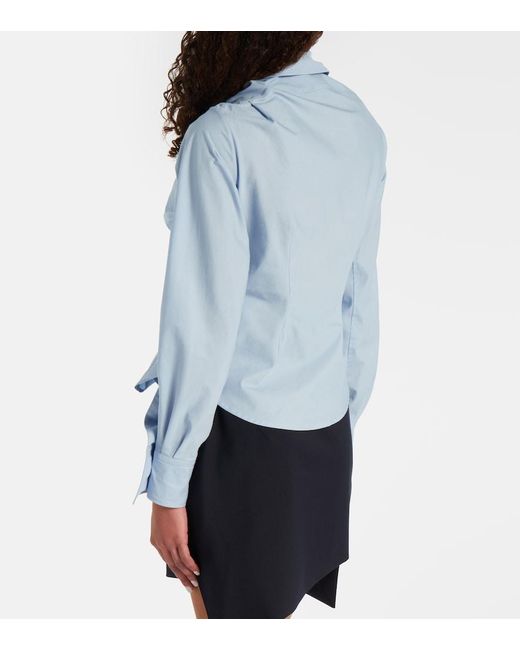 Vivienne Westwood Blue Orb Gathered Cotton Poplin Shirt