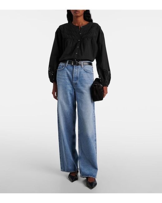 Velvet Black Carden Broderie Anglaise Cotton Blouse