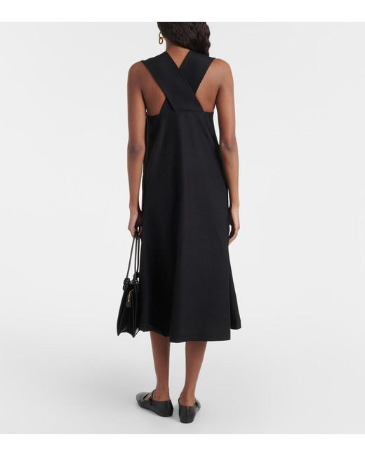 Co. Black Border Wool-Blend Faille Midi Dress