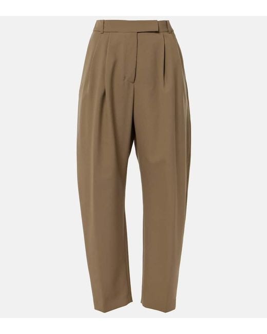 Pantalones Barrel De Lana Virgen De Tiro Alto Rohe de color Natural