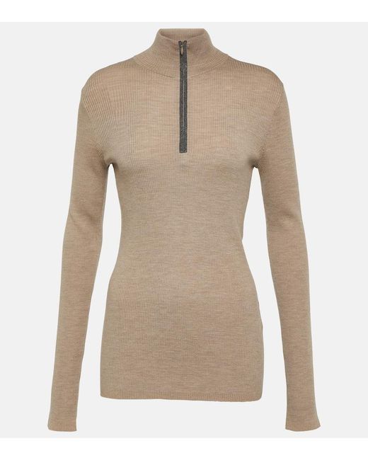 Brunello Cucinelli Natural Wool And Cashmere Sweater