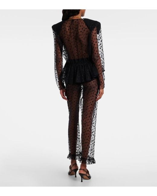 Chloé White Polka-Dot Cotton-Blend Tulle Straight Pants