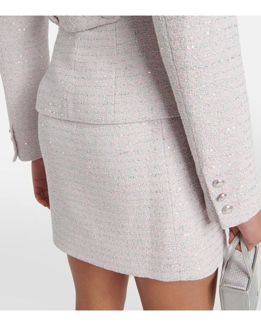 Alessandra Rich Pink Sequined Single-Breasted Tweed Blazer
