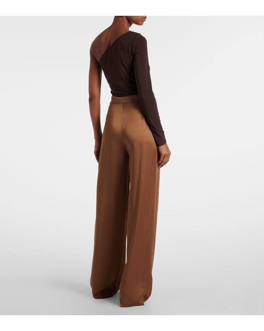 Max Mara Brown Weite Hose Dritto Aus Satin