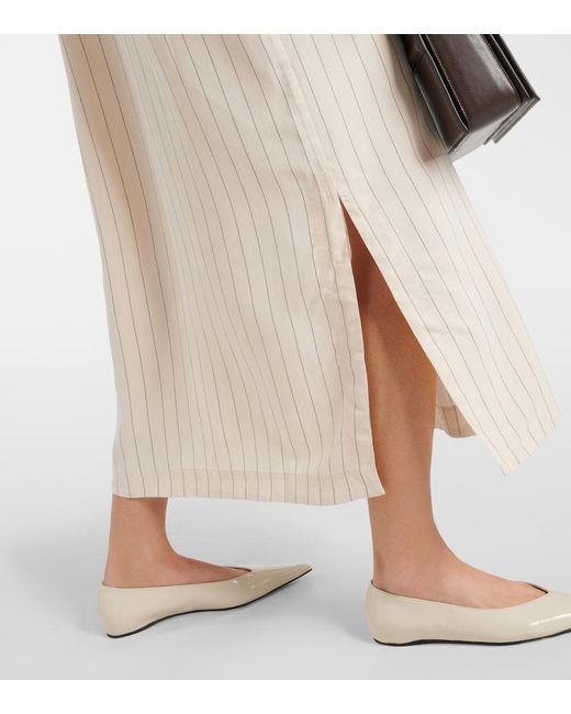 Totême White Pinstriped Midi Shirt Dress