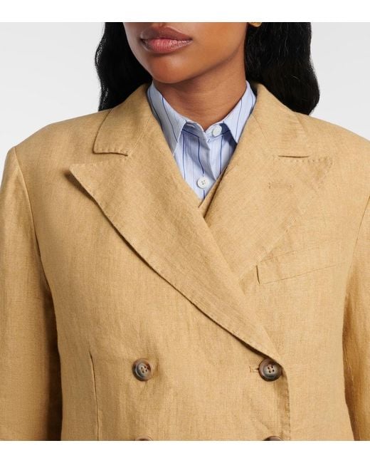 Polo Ralph Lauren Natural Double-Breasted Linen Blazer