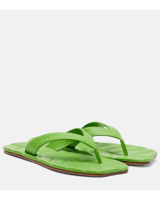 J.W. Anderson Green Leaf Leather Thong Sandals