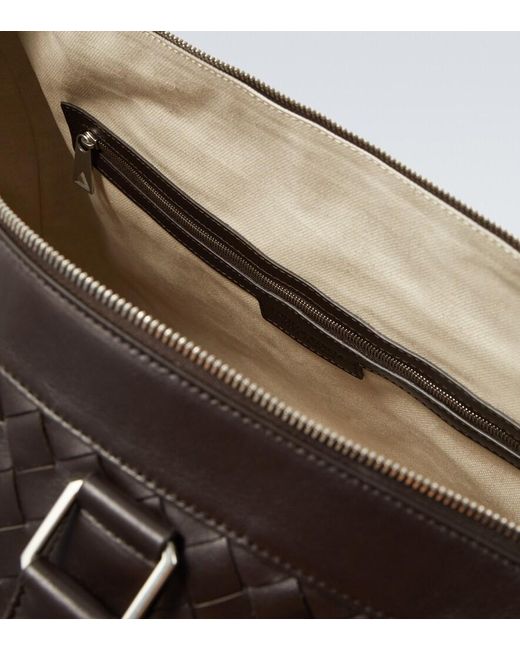 Bottega Veneta Black Intrecciato Leather Duffel Bag for men