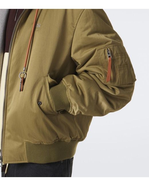 Loewe Green Fleece-Trimmed Technical Bomber Jacket for men