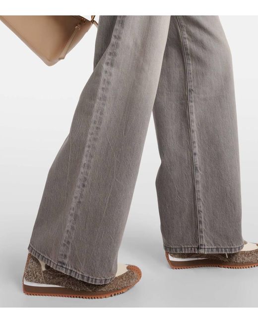 Jeans a gamba larga e vita alta di Loewe in Gray