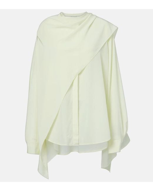 Calvin Klein Natural Kiki Draped Silk Blouse