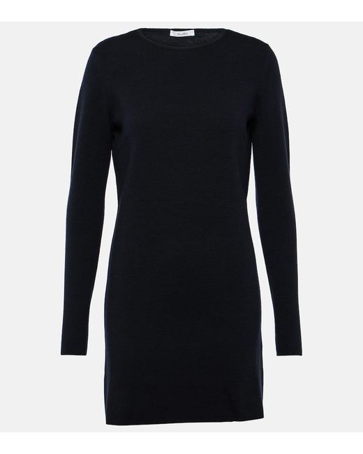 Max Mara Black Eridani Wool Minidress