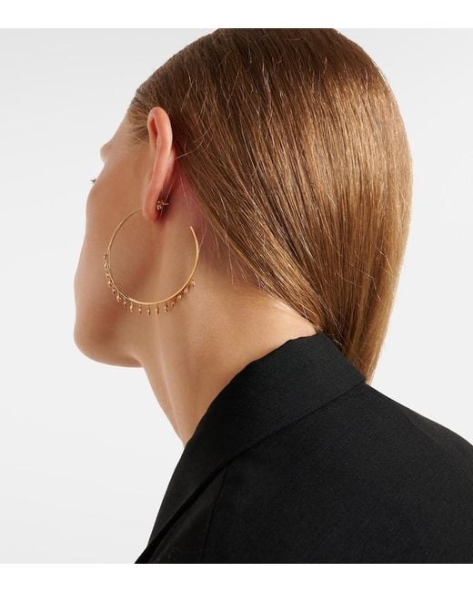 Sydney Evan Metallic 14Kt Hoop Earrings With Diamonds