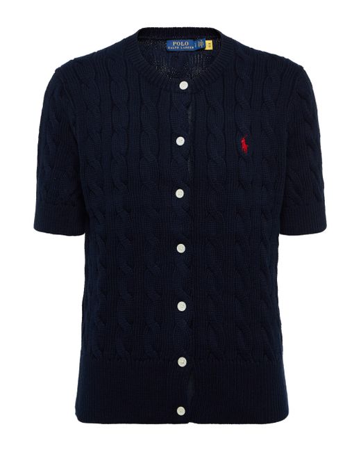 Polo Ralph Lauren Cable-knit Short Sleeve Cardigan in Blue | Lyst UK