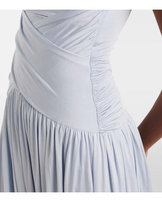 Self-Portrait Blue Draped Midi Dress