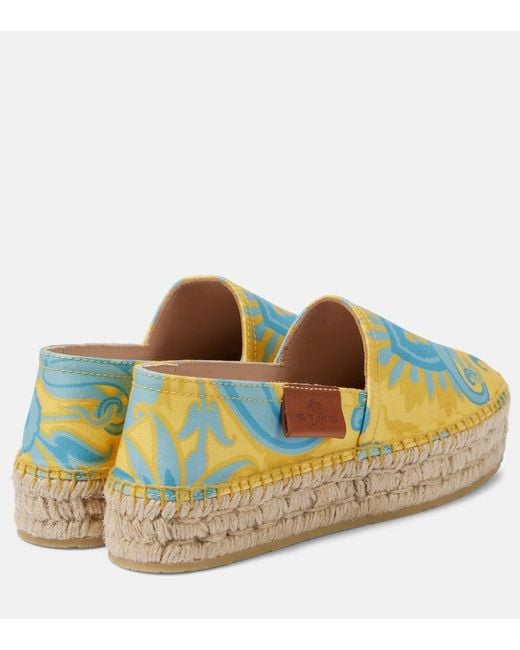 Etro Blue Printed Canvas Espadrilles