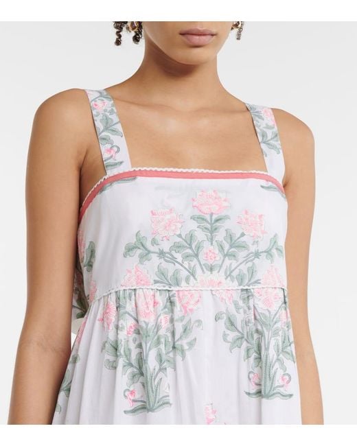 Vestido Midi De Algodon Floral A Capas Juliet Dunn de color White